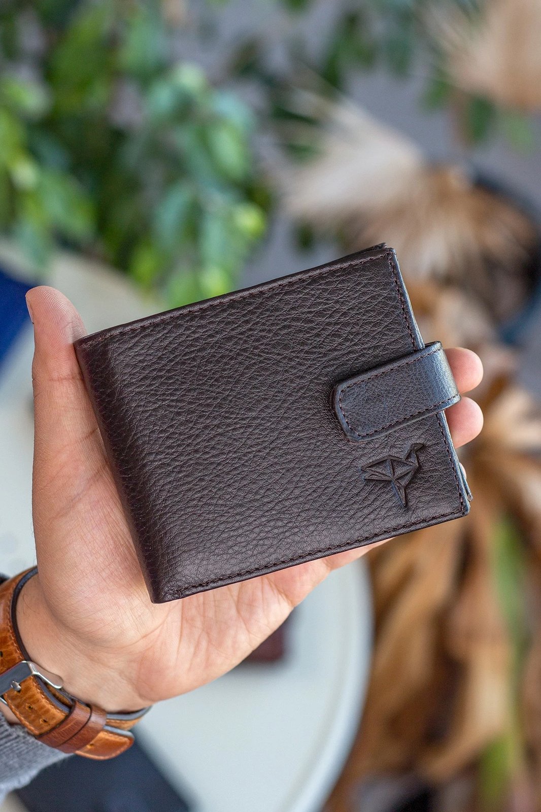 Portofol për burra, lëkurë origjinale, ngjyrë kafe, Chelsea