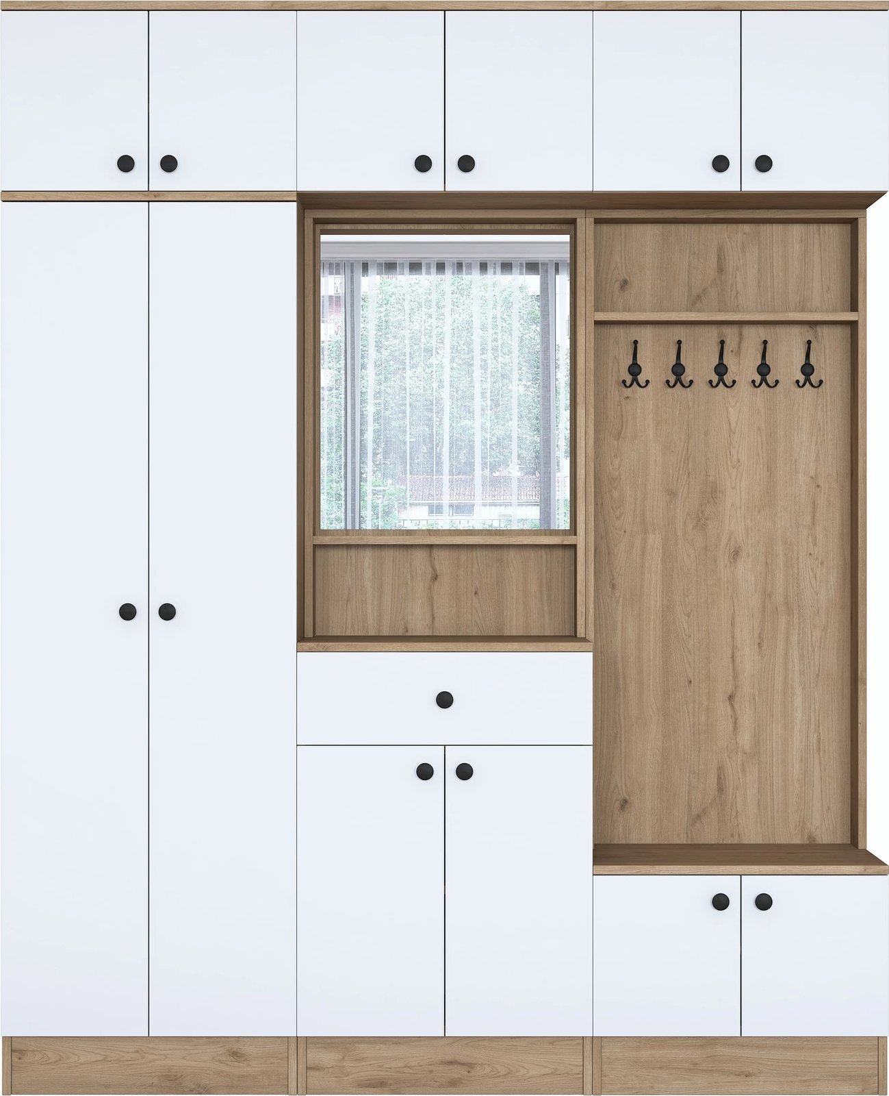 Stendë korridori, ngjyrë e bardhë dhe arre, EA108 - 2428