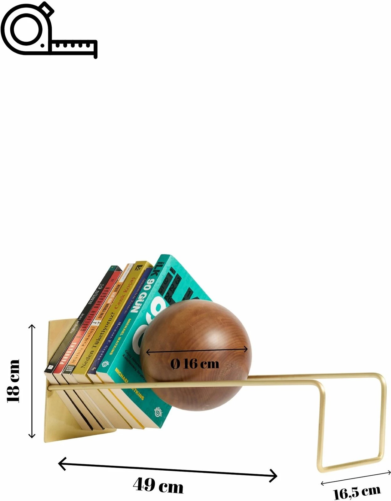 Mbajtës librash dekorativ Skye Decor, ngjyrë ari antik