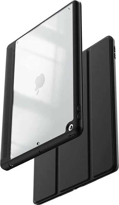 Mbështjellës CRONG PrimeFolio për iPad 10.2 (2019-2021), me vend për Apple Pencil, i zi/transparente