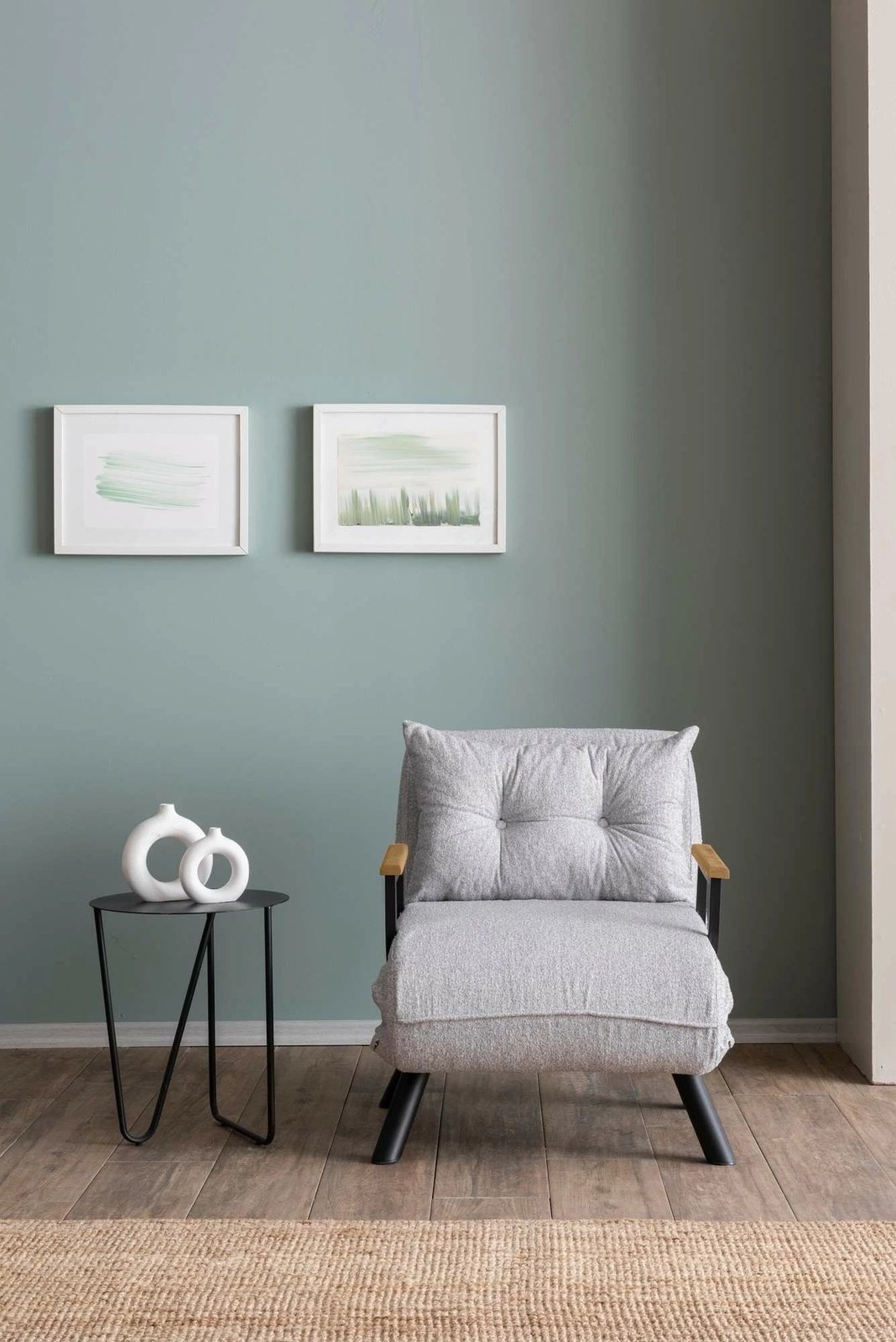 Krevat-karrige një vendës, Atelier del Sofa, Sando Single, material teddy, ngjyrë gri