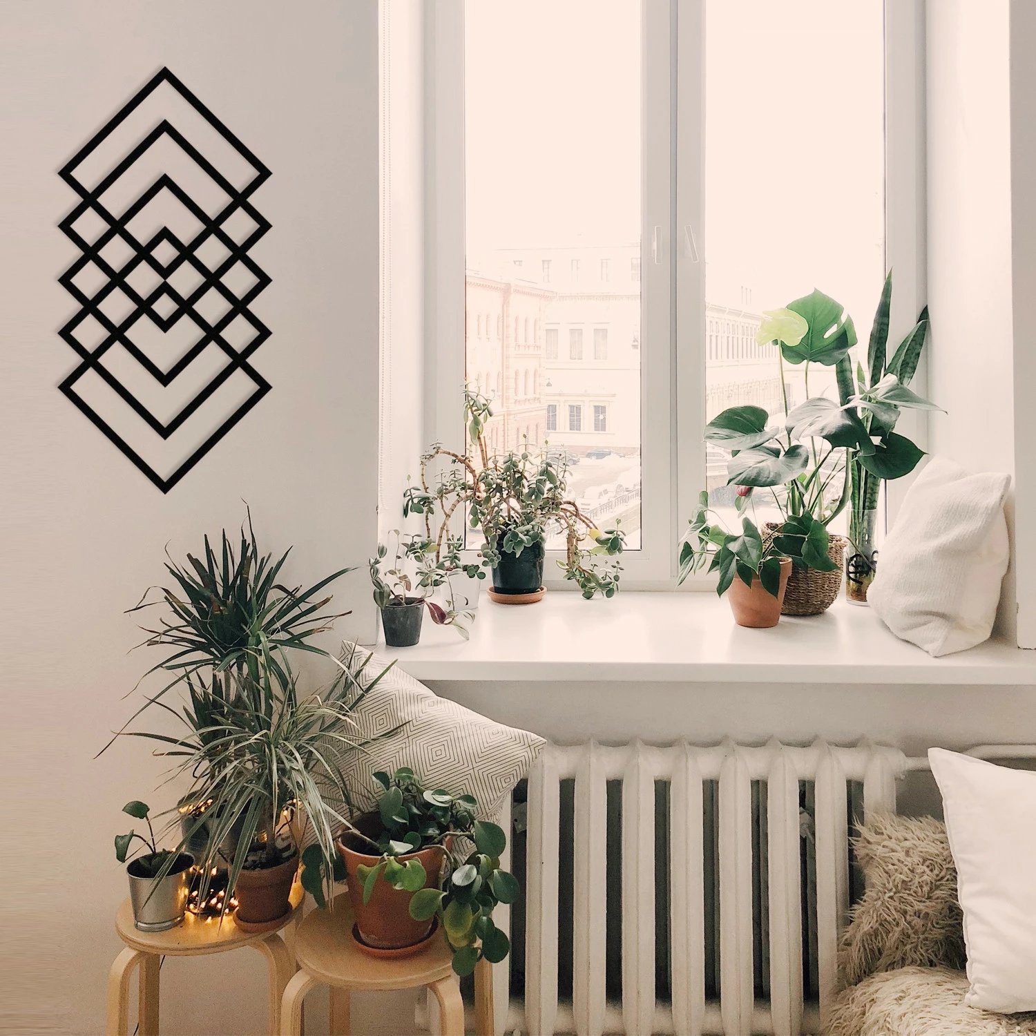 Aksesor dekorativ metalik për mur, Wallity, gjeometri