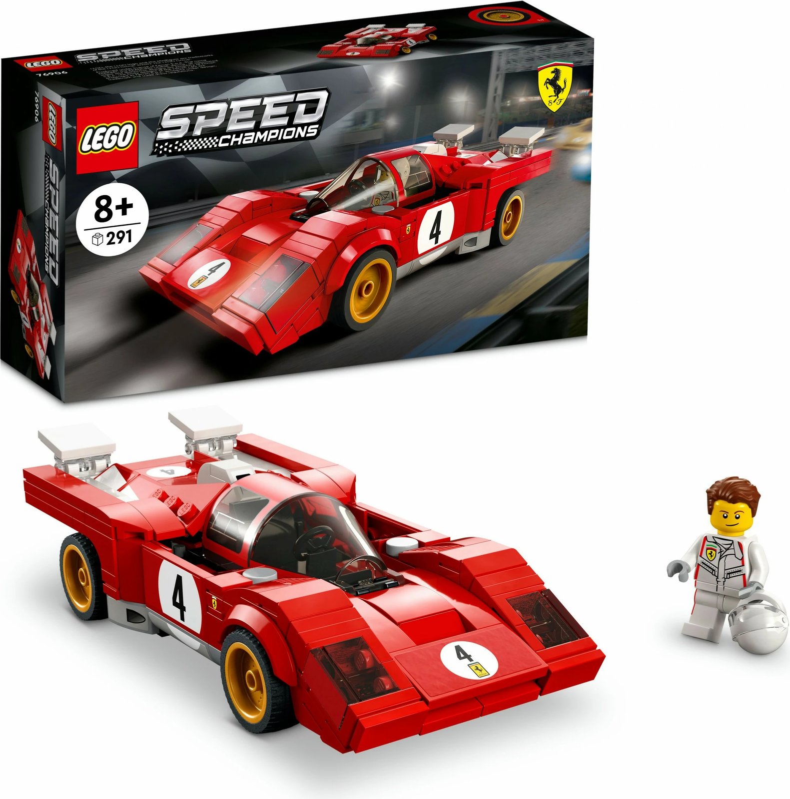 Set ndërtimi LEGO Speed Champions 76906, 1970 Ferrari 512 M, shumëngjyrësh