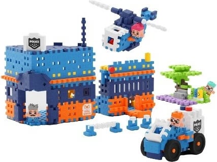 Set lodrash ndërtimi Marioinex Mini Waffle City, 280 pjesë, Stacion policie me figurina dhe automjete
