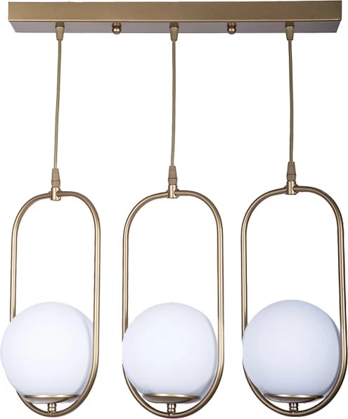 Llambë tavani me 3 drita, metal i artë, Lavol, 50x3x70cm