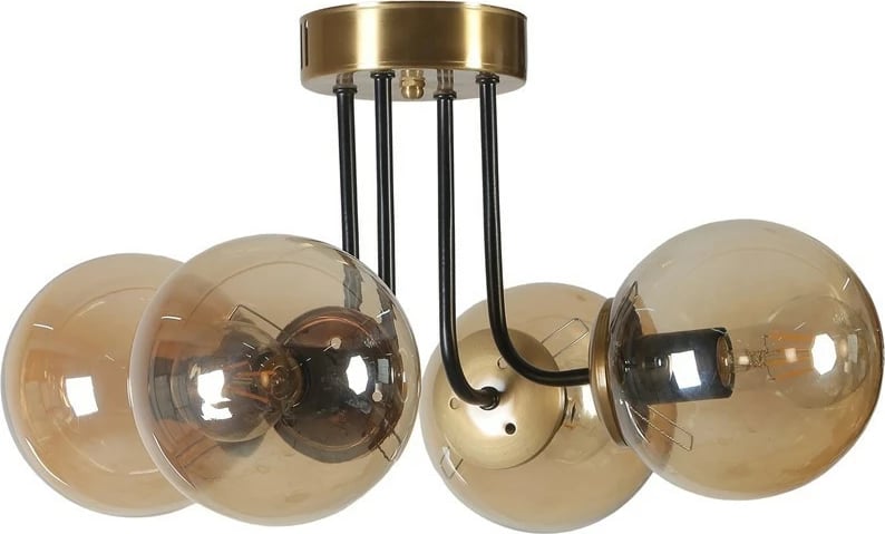 Llambë tavani Opviq Pablo 4 llampa, ngjyrë amber, eskitme, kapak qelqi