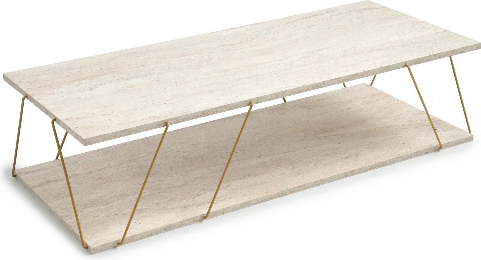 Tavolinë kafeje Hanah Home, Labranda, ngjyrë ari, travertin