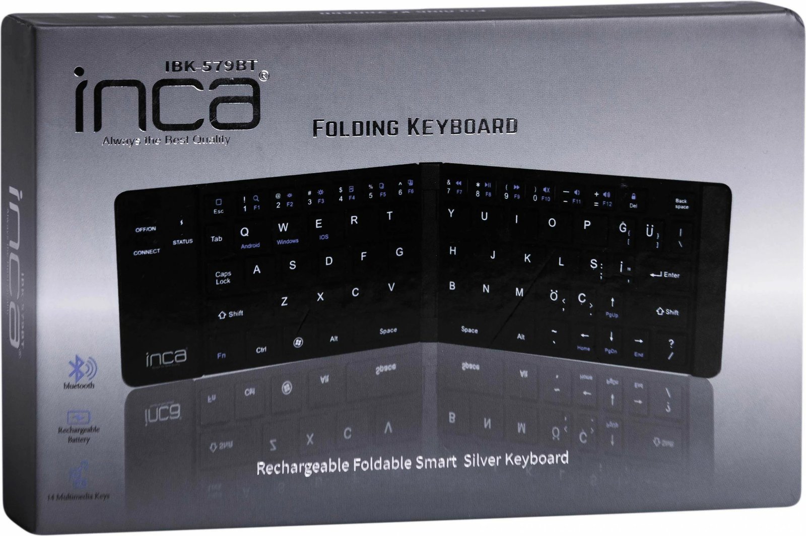 Set tastature dhe maus Incase IBK-579BT, mini, Bluetooth, palosëse, silver