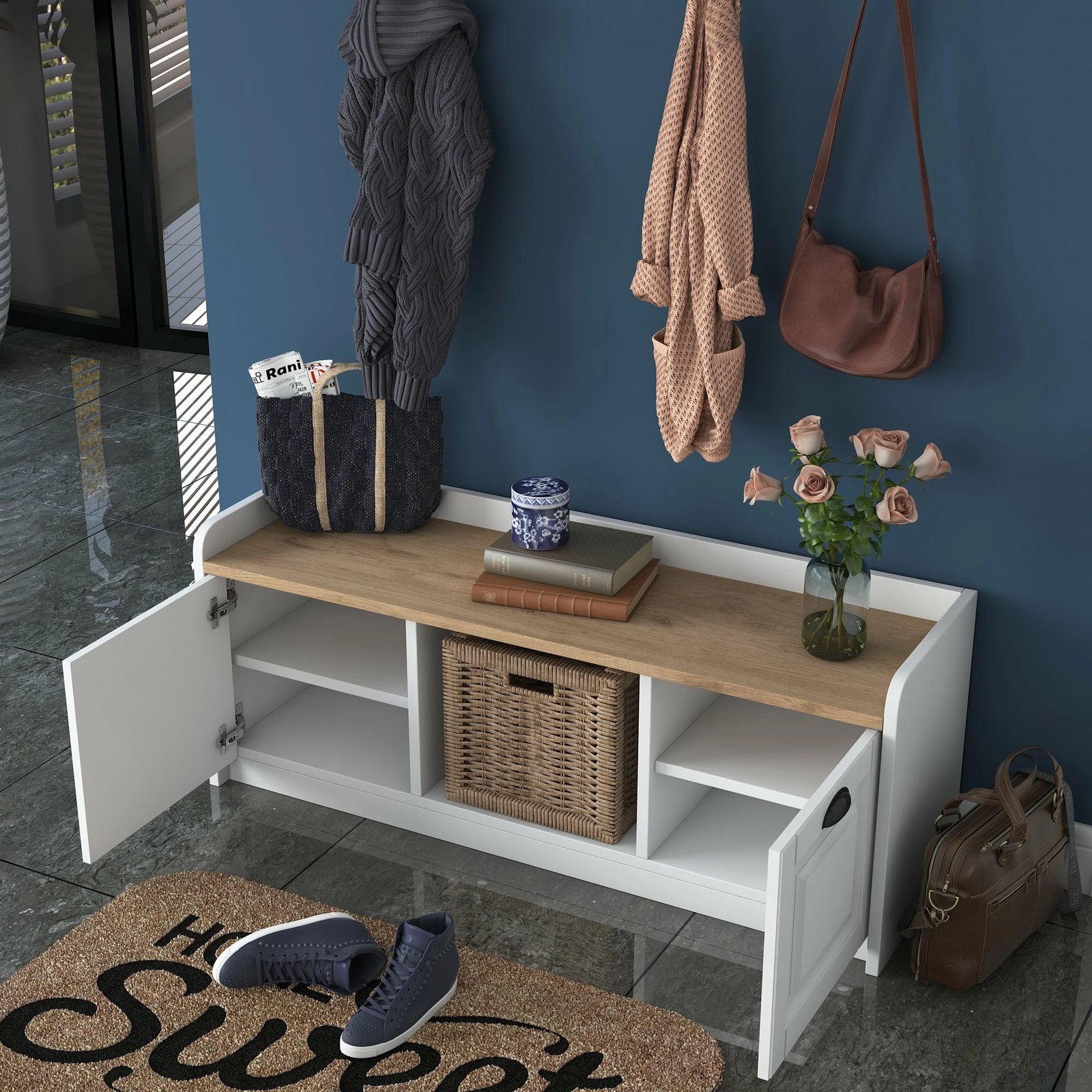 Stendë korridori Hanah Home, P2 - 1636, ngjyrë arre dhe e bardhë