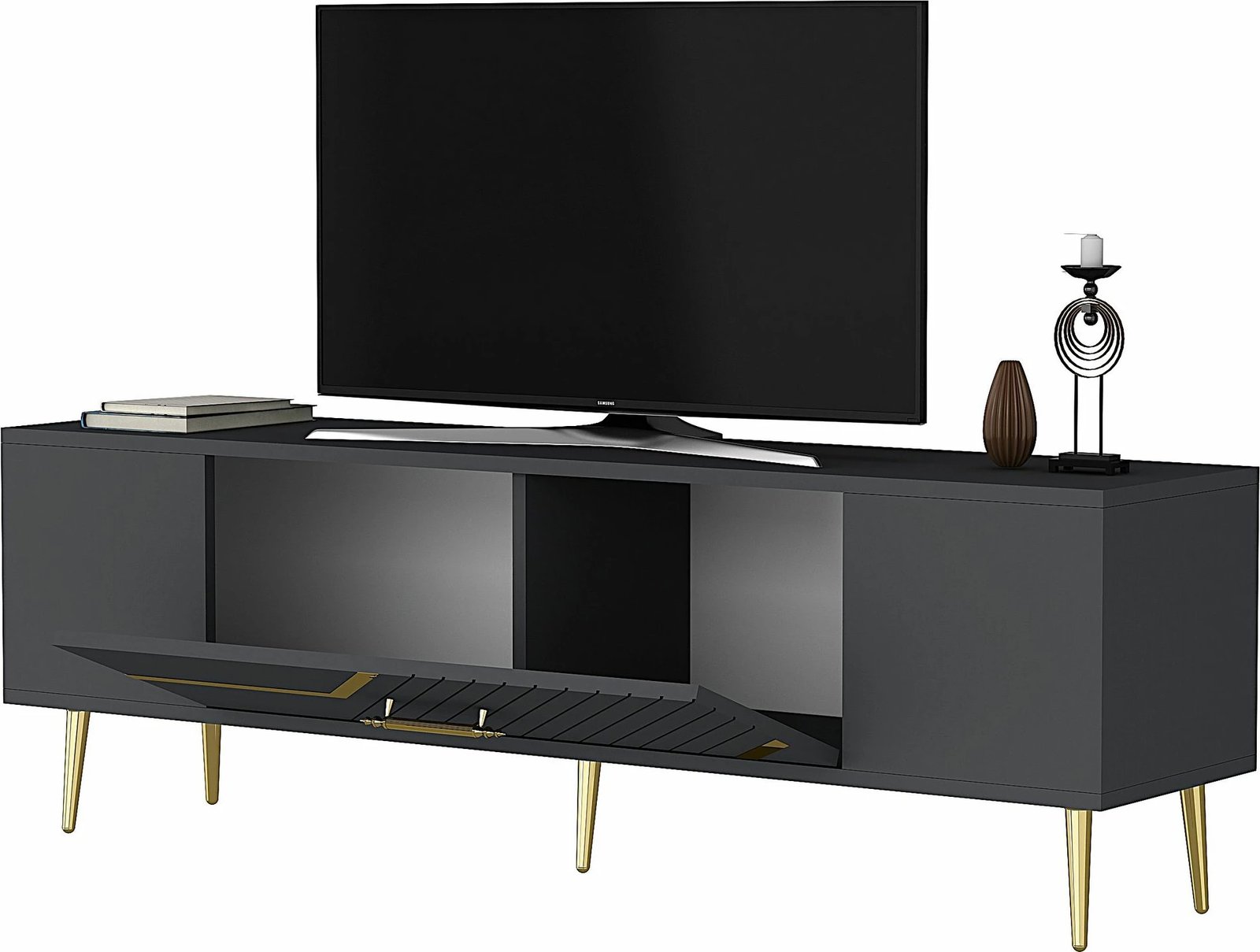 Komodë për TV, ngjyrë antracit dhe ari, Skye Decor, Dekolp5