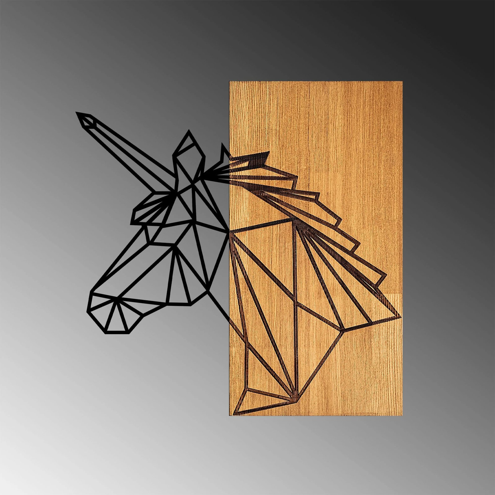 Aksesor dekorativ për mur, dru dhe metal, Wallity MA-292, ngjyrë arre dhe e zezë, 57x58cm