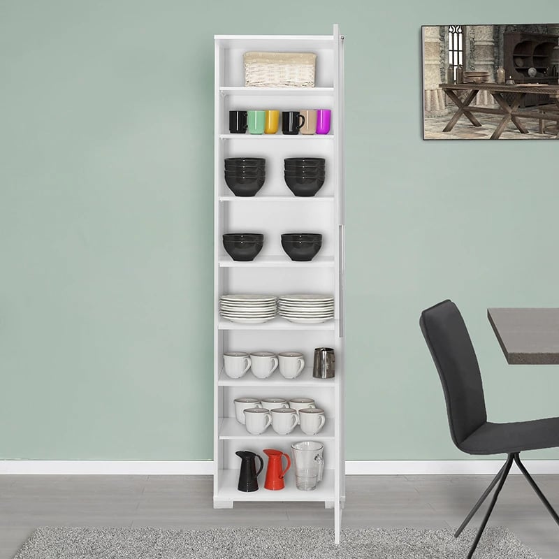 Kabinet-kolonë Diamond1, ngjyrë e bardhë me shkëlqim, 50x35x187cm