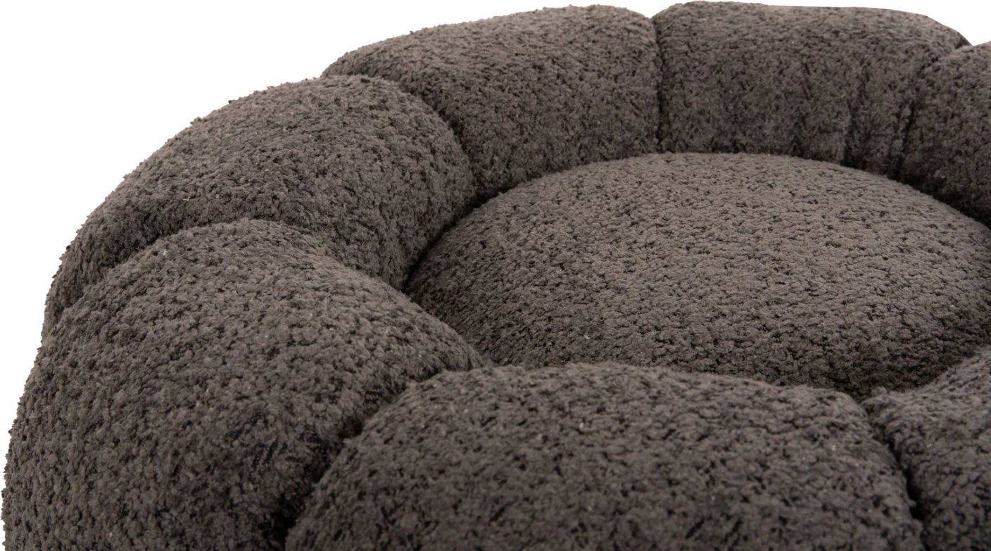 Karrige për bar KRIPP FH9602.01, gri boucle, bazë metalike e zezë, Φ60x31H cm