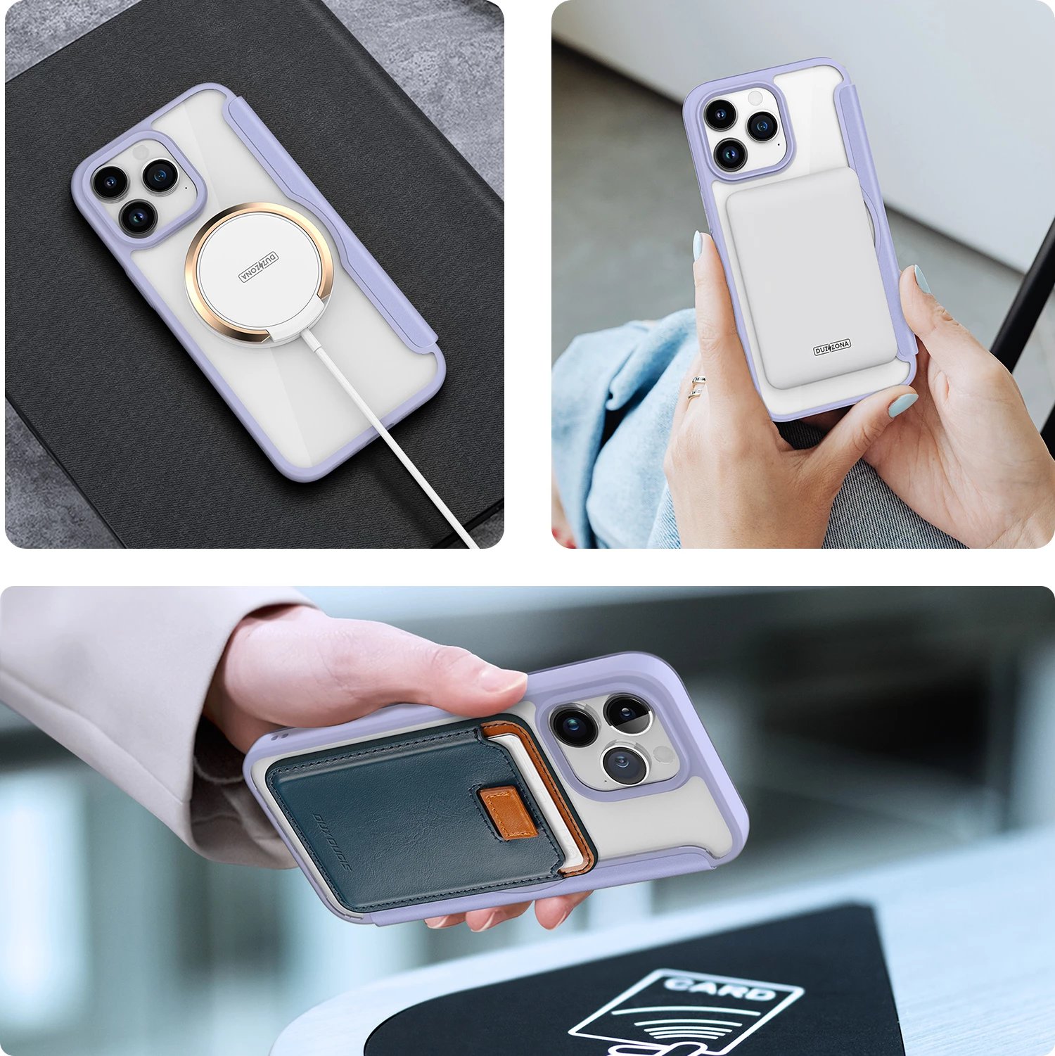 Mbështjellës Dux Ducis Skin X Pro për iPhone 15 Pro Max, me MagSafe, me kapak, Vjollcë