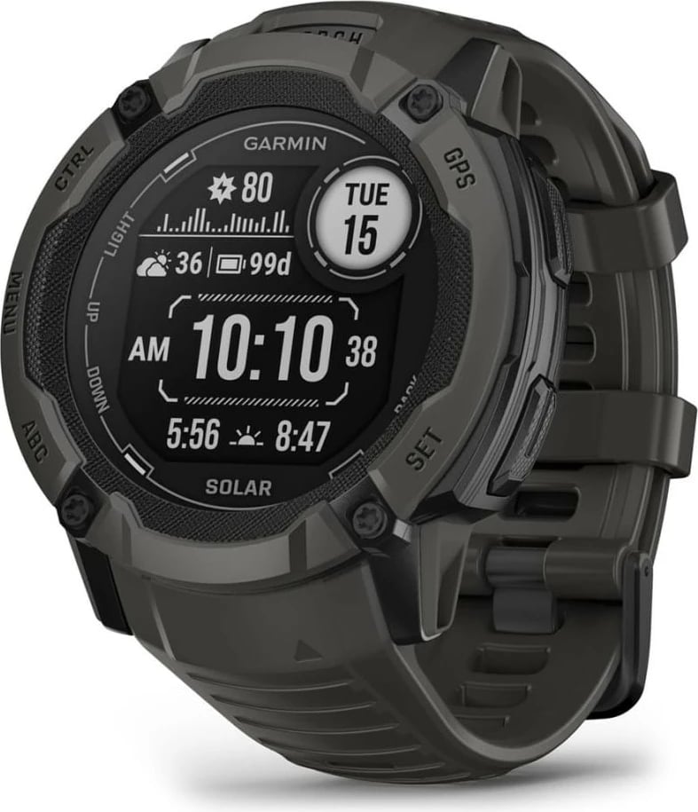 Smartwatch Garmin Instinct 2X Solar, GPS, 150 orë bateri, grafit