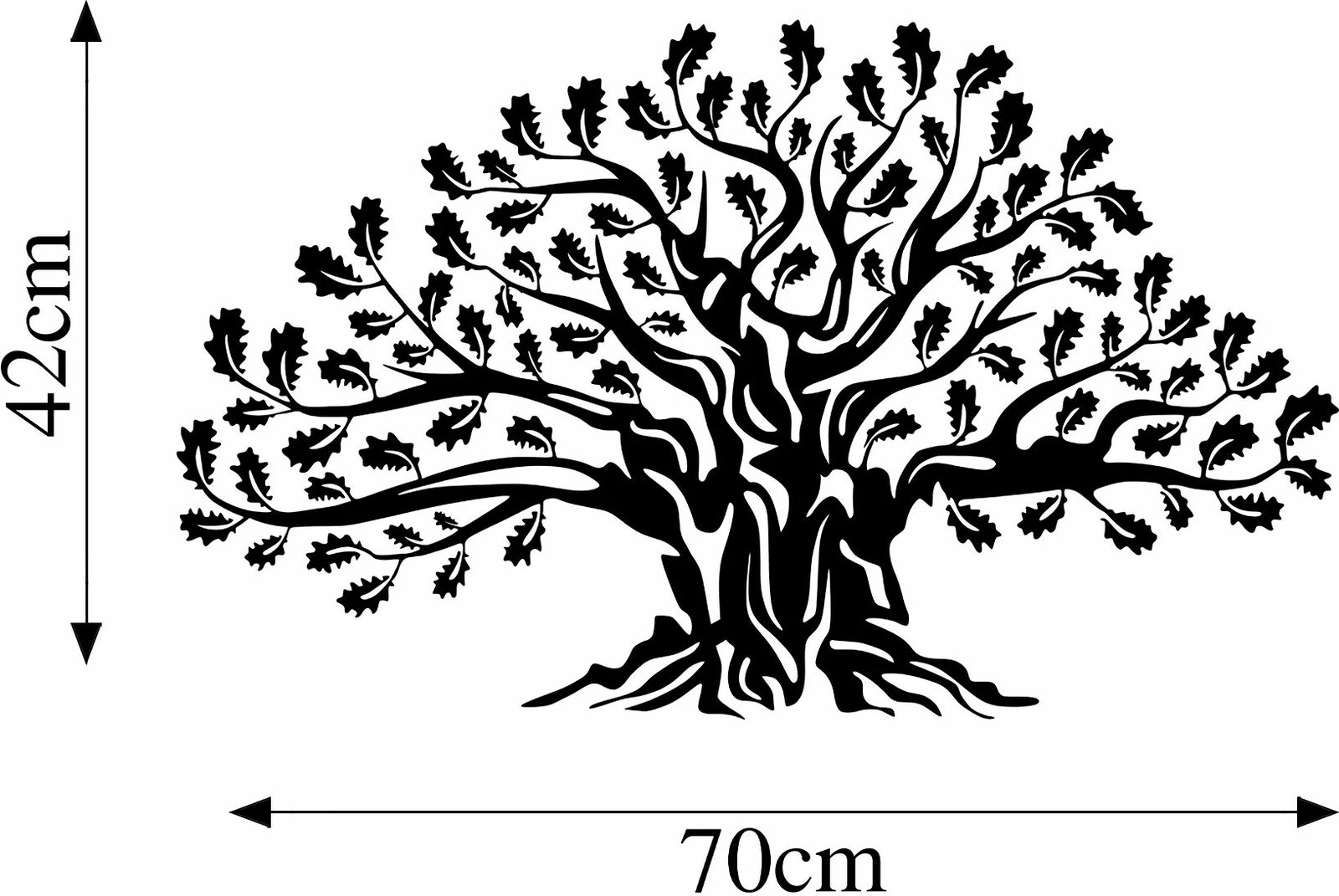 Aksesor dekorativ muri prej metali, Monumental Tree 17, ngjyrë e zezë, 42x70cm