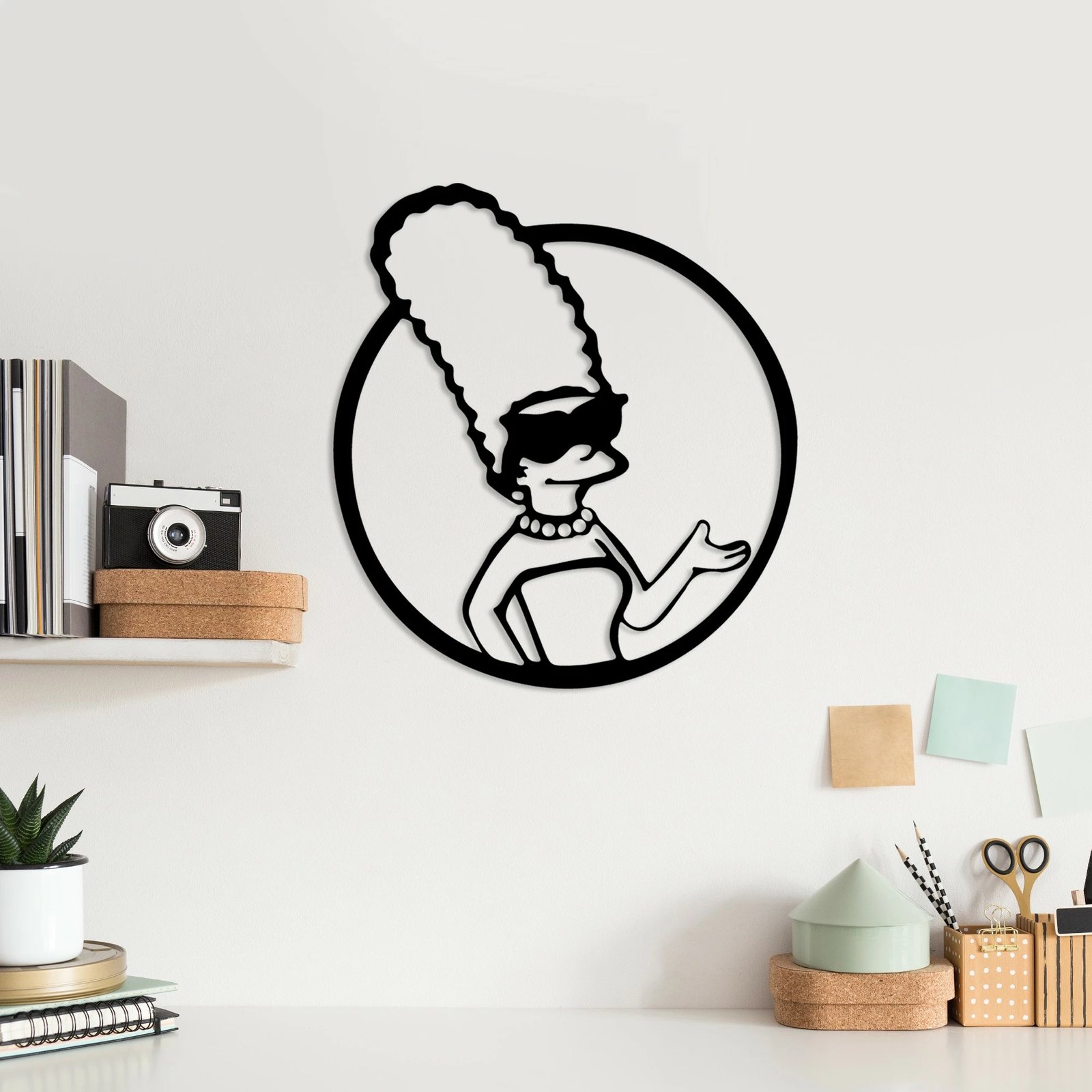 Aksesor dekorativ metalik për mur, Wallity Sımpson 2, ngjyrë e zezë, 33x33cm