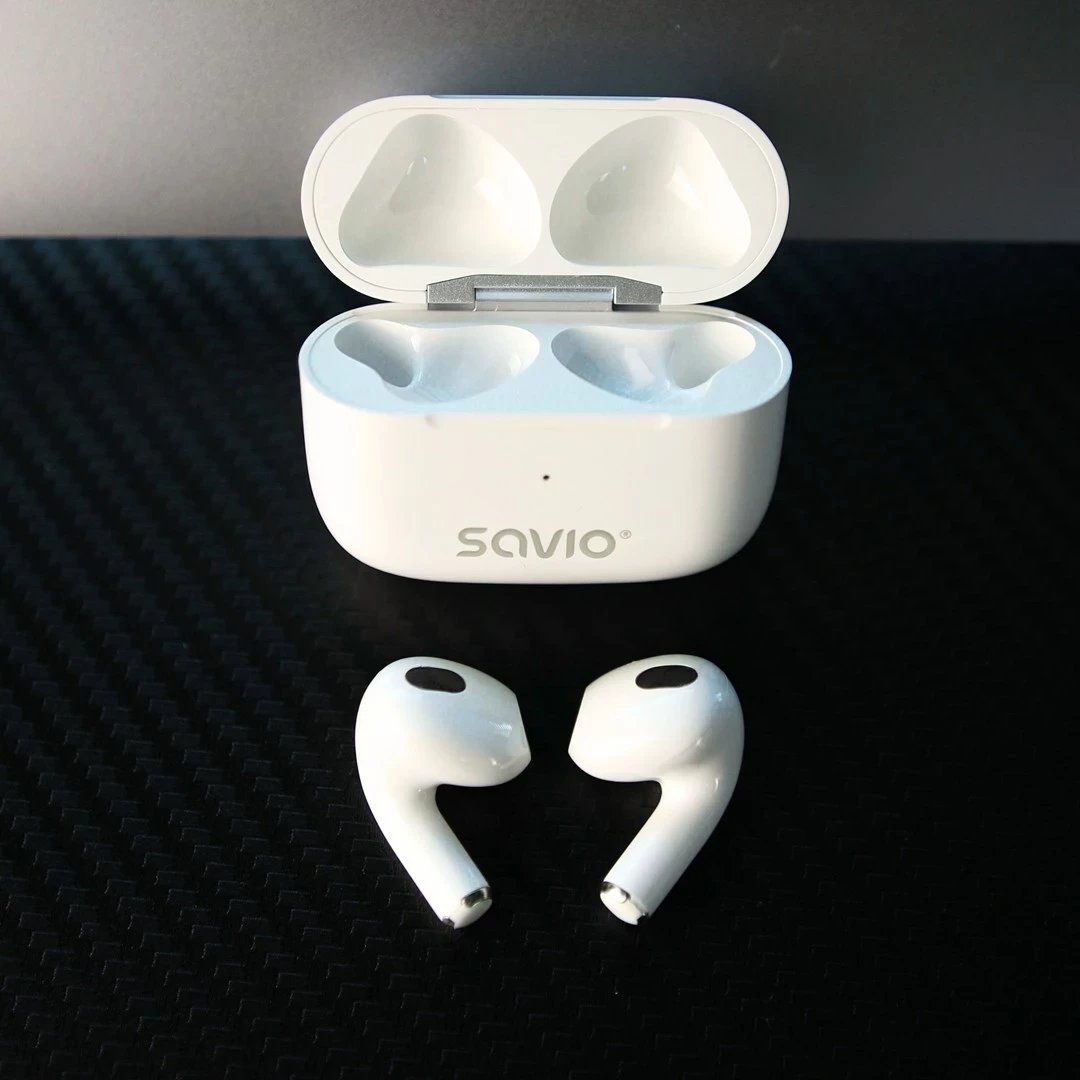 Kufje SAVIO TWS-01 PRO, wireless, earbuds, të bardha