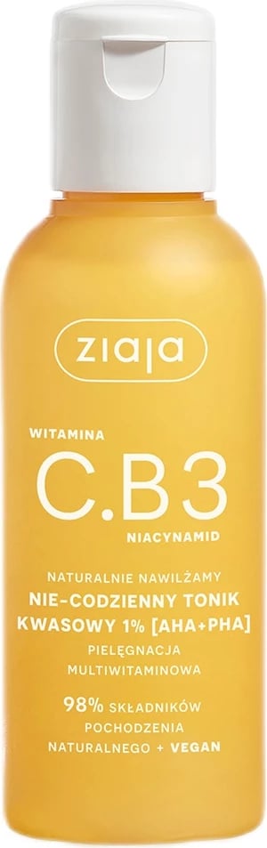 Tonik eksfoliues për femra Ziaja Vitamin C.B3 non-daily acid toner 1% [AHA+PHA], 120ml