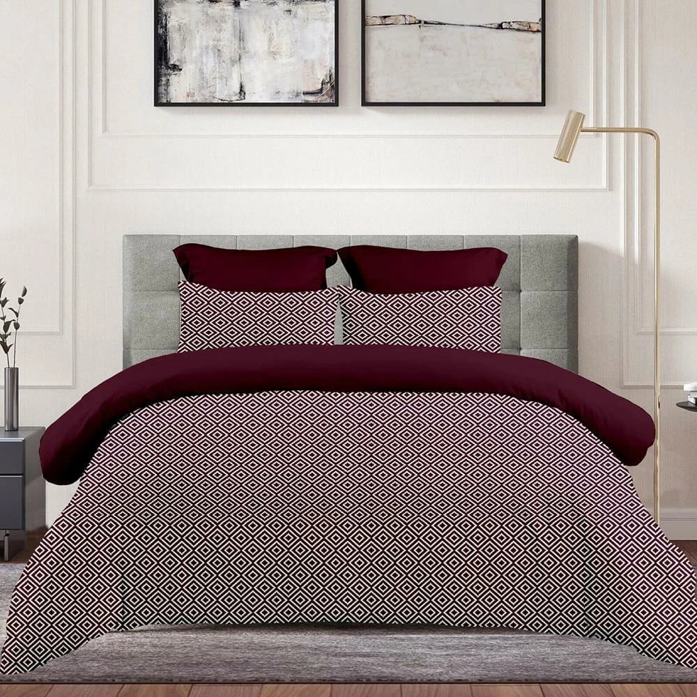 Set çarçafësh King Size ASTRON-HOME ITALY, 100% pambuk, Boho Red Wine