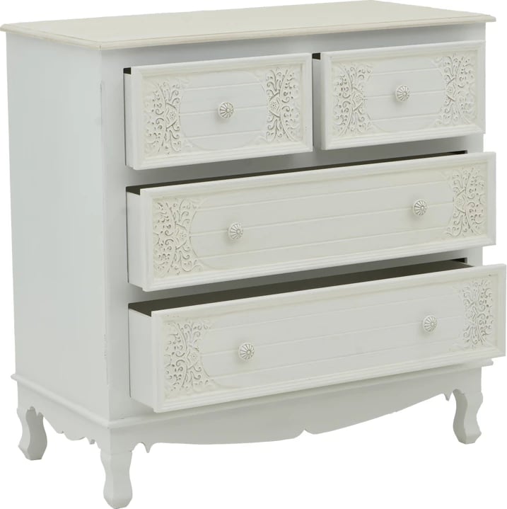 Komodë me sirtarë Pazlen ngjyrë e bardhë antike MDF 80x40x80cm