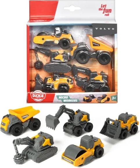 Set lodrash automjete ndërtimi Dickie Volvo CONSTR 5-pack, plastikë, verdhë/zezë