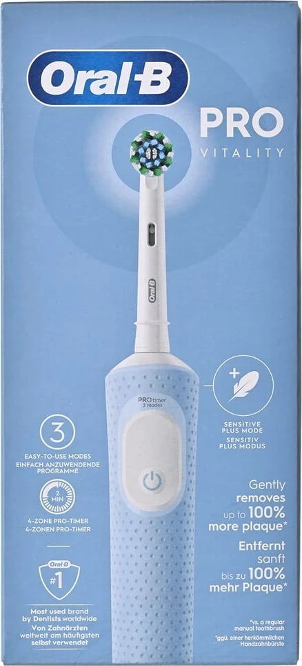 Furçë dhëmbësh elektrike Braun Oral-B Vitality Pro, për të rritur, 3 mënyra pastrimi, Kaltër