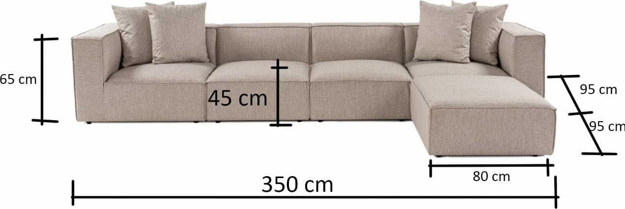 Këndare Sora, ngjyrë bezhë rëre, me pouffe, Atelier del Sofa