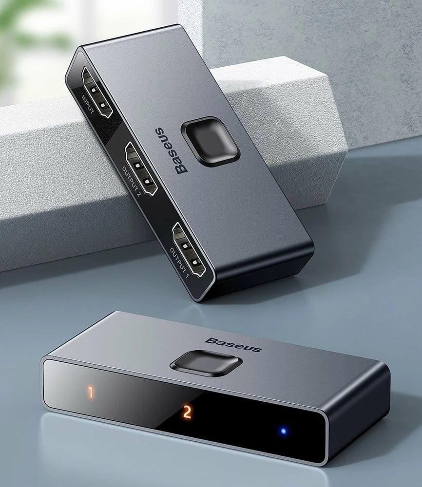 Switch HDMI Baseus CAHUB-BC0G, 2x HDMI, 4K/30Hz, Gri Switch HDMI Baseus CAHUB-BC0G, 2x HDMI, 4K/30Hz, Gri