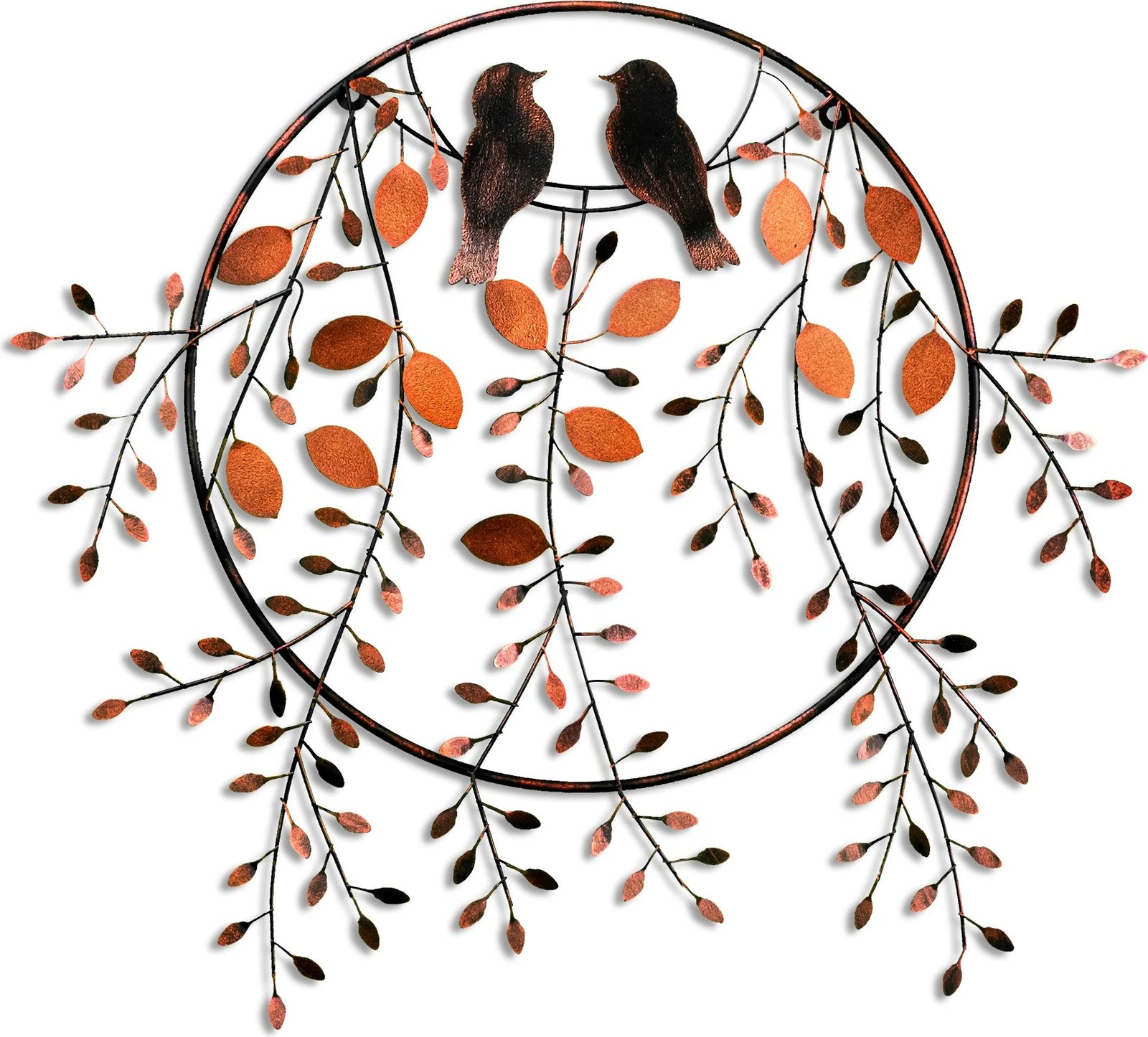 Aksesor dekorativ metalik për mur, Love of Birds 3, shumëngjyrësh, 75x86cm