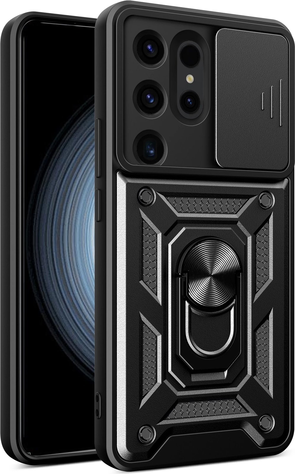 Mbështjellës Hurtel Hybrid Armor Camshield për Samsung Galaxy S24 Ultra, i zi