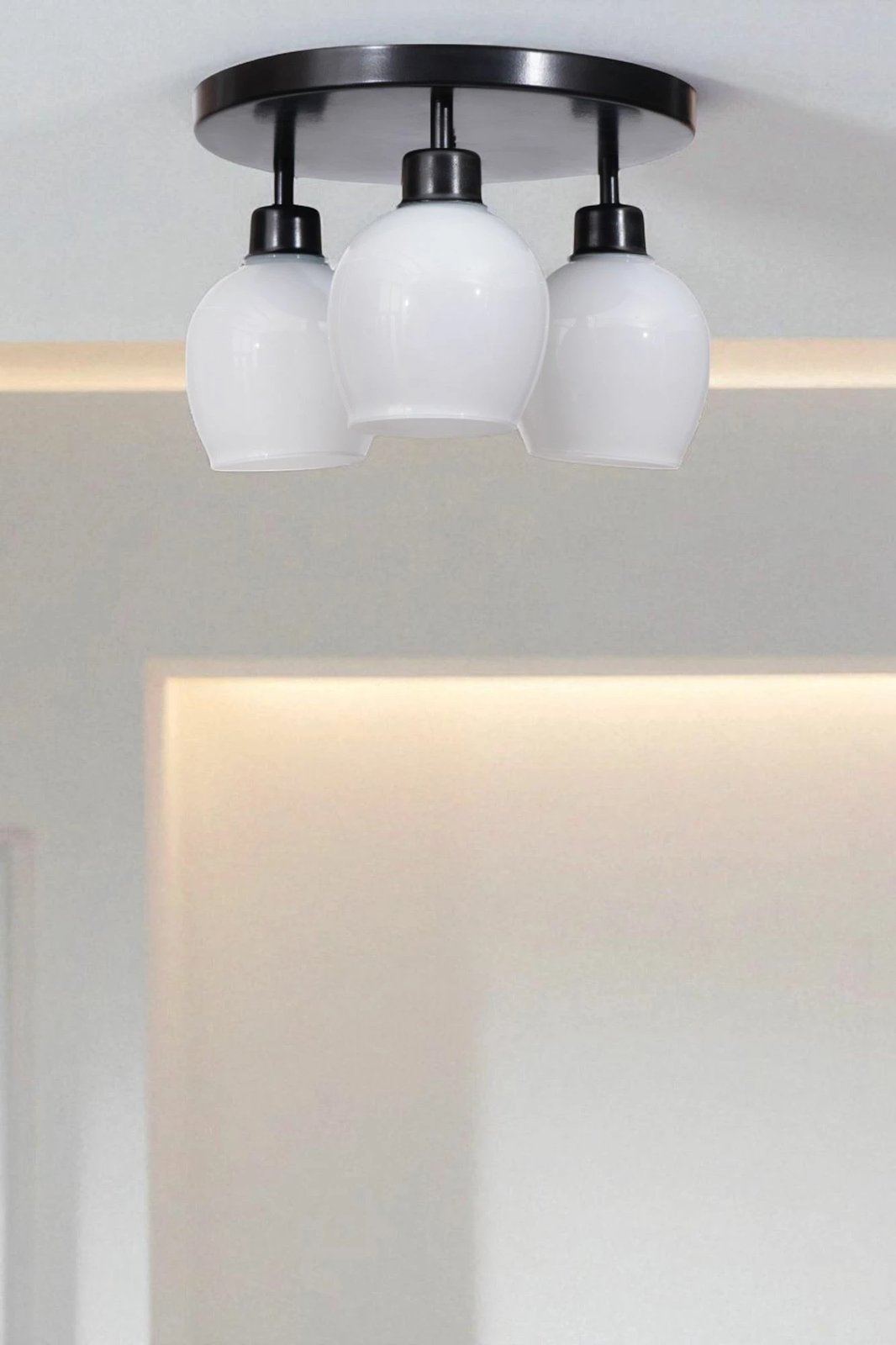 Llambadar Opviq, 9019-3, metal e qelq, bardhë/zi