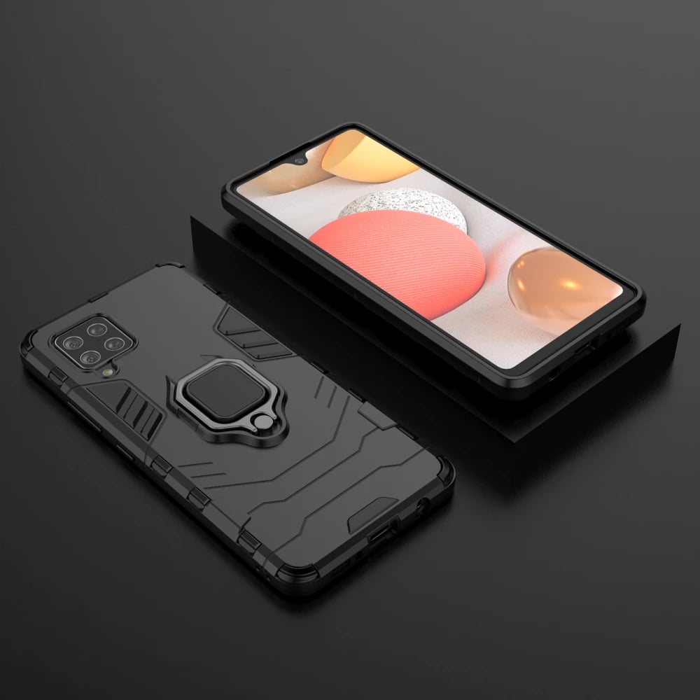 Mbështjellës Hurtel Ring Armor për Samsung Galaxy A42 5G, me mbajtëse unaze, i zi