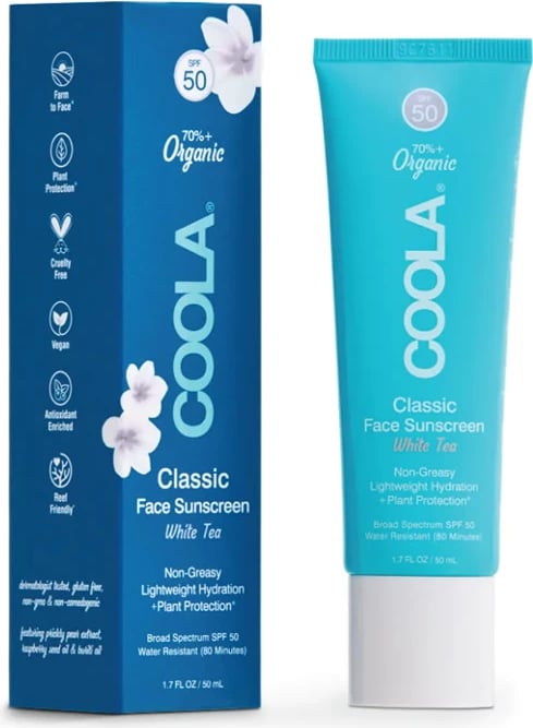 Krem për diell për fytyrë COOLA Classic White Tea SPF50, unisex, 50ml