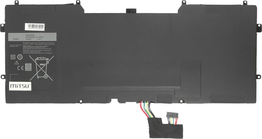 Bateri laptop Mitsu për Dell XPS 13 (9333), 7400 mAh, 55 Wh, 7.4-7.6V, 4 qeliza