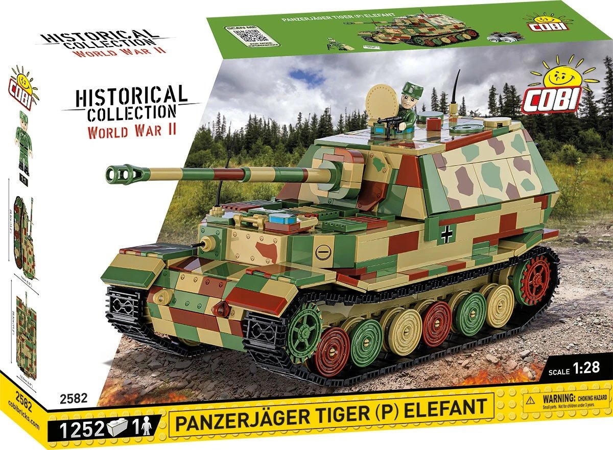 Set blloqesh Cobi Klocki Panzerjäger Tiger (P) Elefant, 1252 pjesë, Kamuflazh