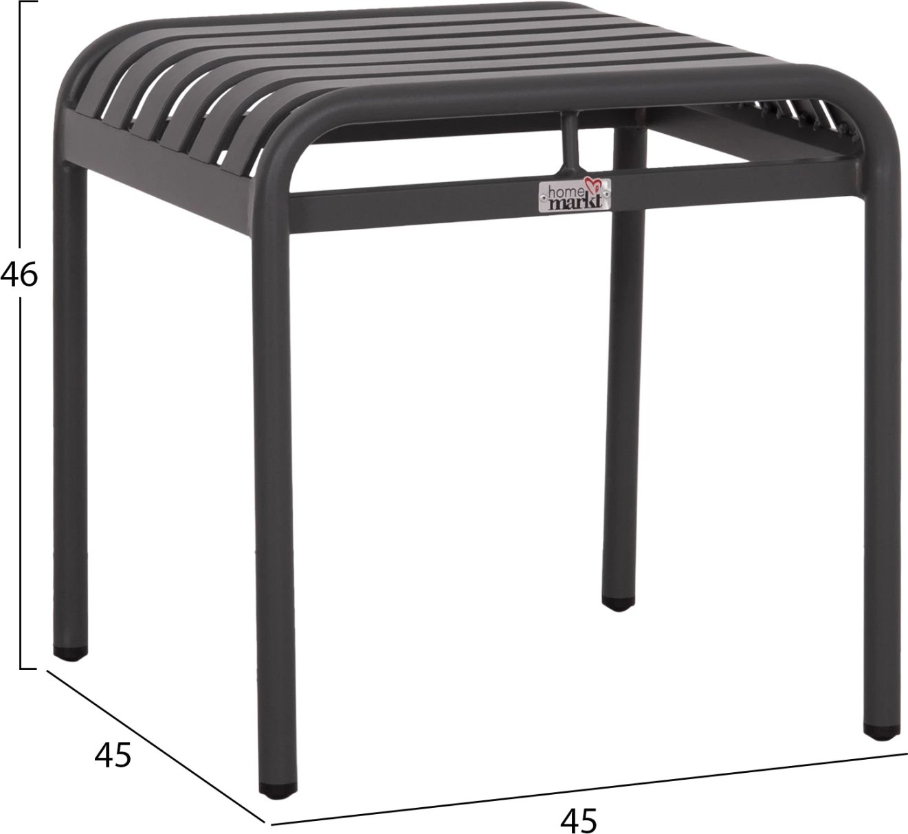 Stool i shkurtër alumini RACHEL, ngjyrë gri, FH6340.01, 45x45x46cm