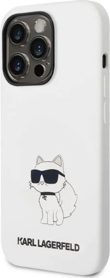 Mbështjellës Karl Lagerfeld KLHMP14XSNCHBCH për iPhone 14 Pro Max 6.7", silikon, MagSafe, Bardhë