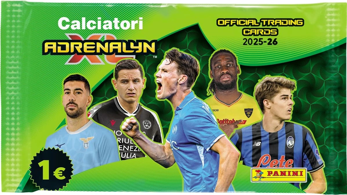 Karta koleksionuese Panini Calciatori Adrenalyn 2025-26, 6 karta për paketë, me kupon QR, display 24 paketime, 048-45001DIS