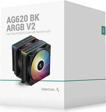 Ftohës ajri për procesor DeepCool AG620 BK ARGB V2, 12 cm, 2 ventilatorë, i zi