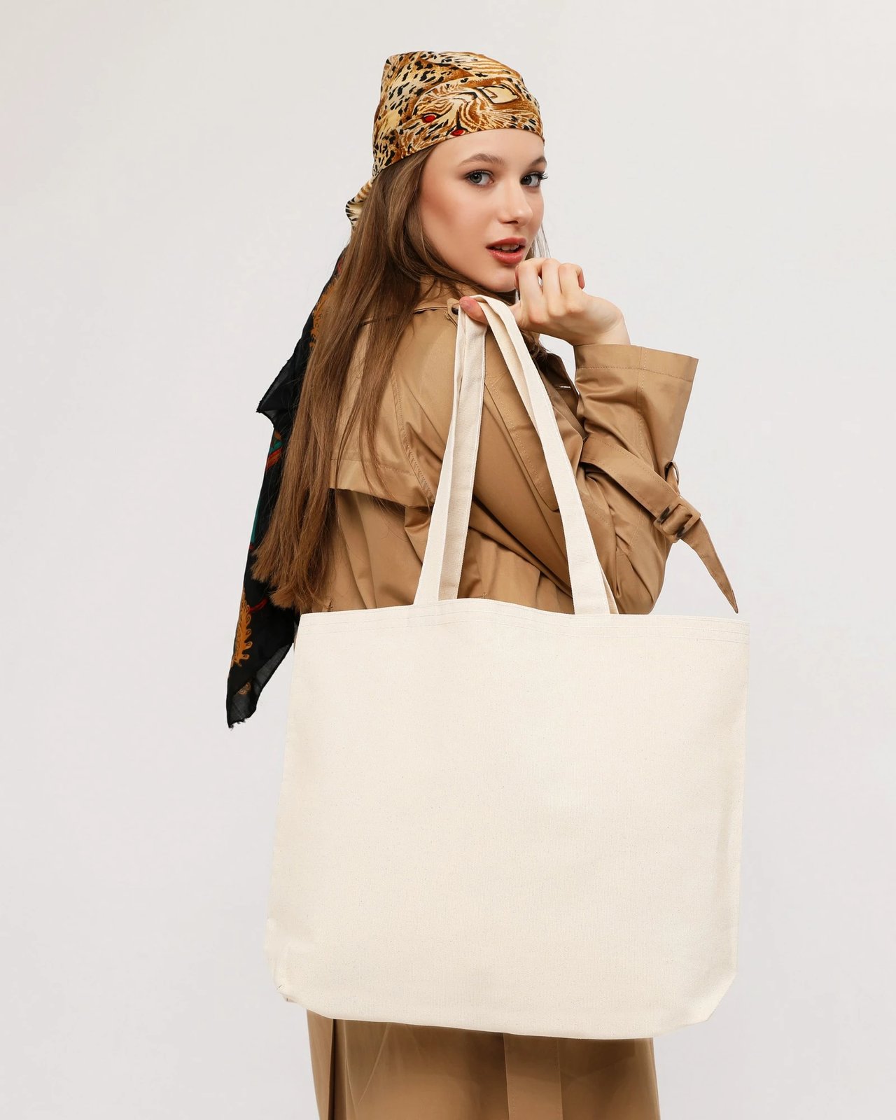 Torbë tote Zoozie Bags, krem, 47x36x8cm