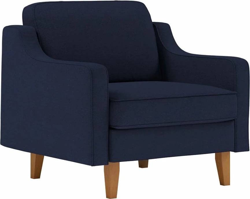 Karrige një vendëshe Robin 1, ngjyrë blu nate, këmbë dru arre