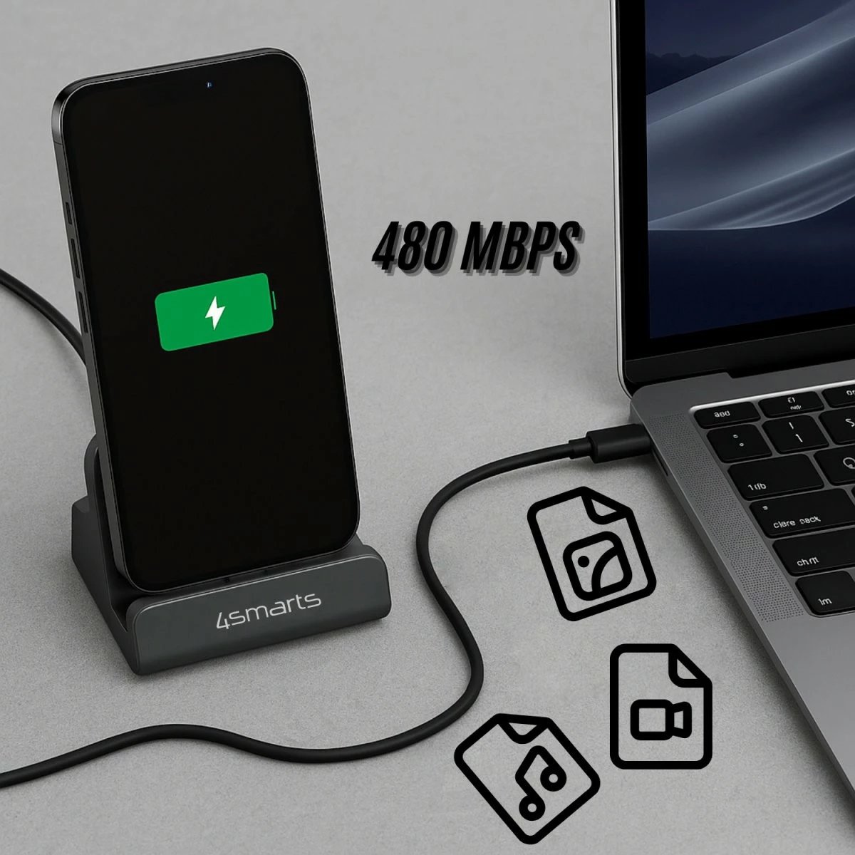 Dock karikimi 4smarts VoltDock USB-C 60W, gri