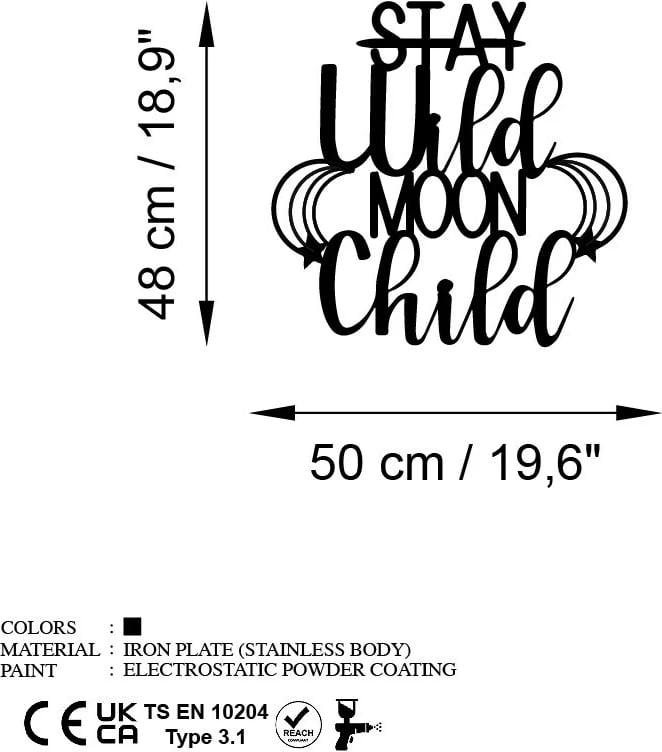 Aksesor dekorativ metalik për mur, Wallity, Stay Child