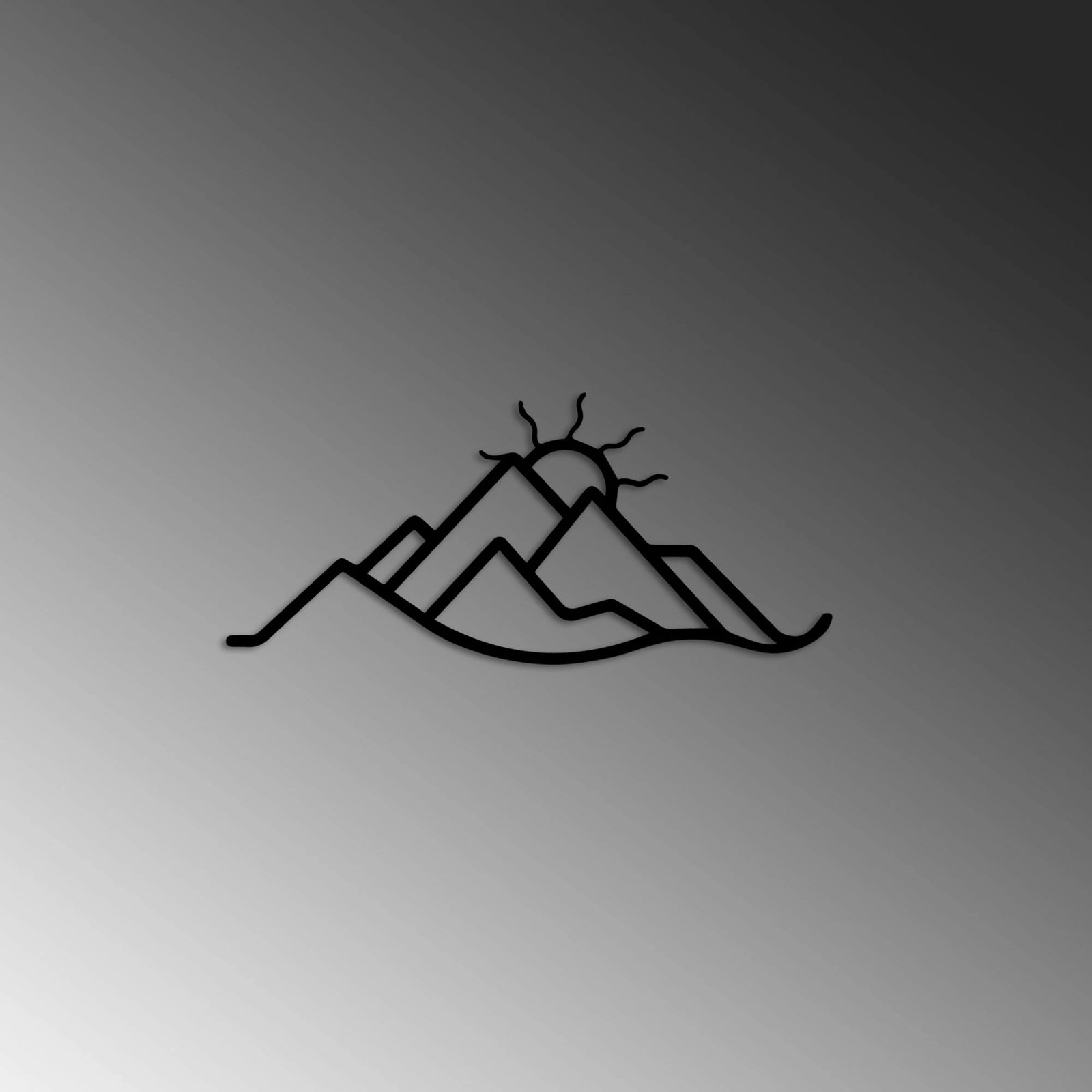 Aksesor dekorativ metalik për mur, male dhe diell, Wallity