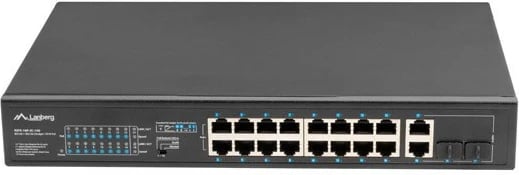 Switch rrjeti Lanberg RSFE-16P-2C-150, 16 porta PoE+, 2 porta Combo Gigabit, rack 19", 150W, i zi