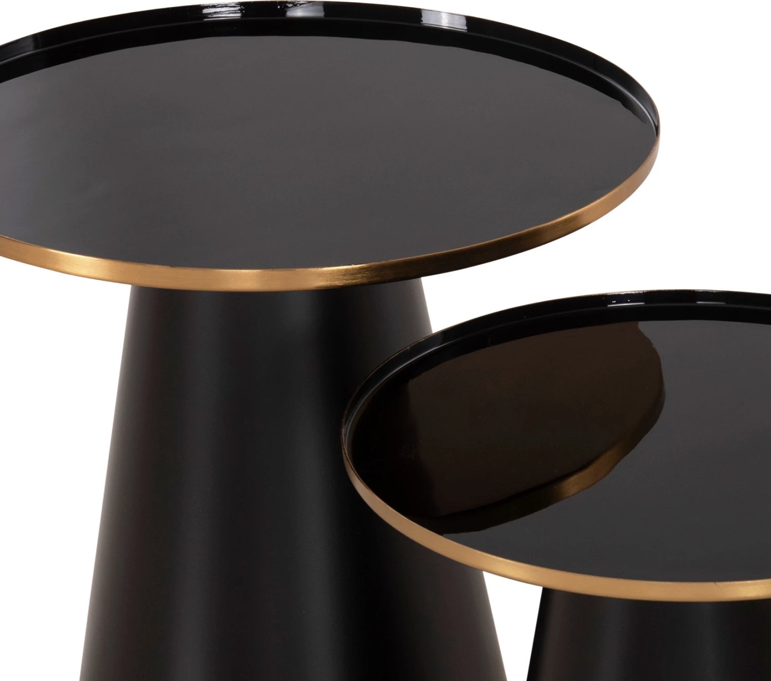 Tavolina kafeje 2 copë, BENG FH9920, sipërfaqe metalike të emaluara, bazë mat, ngjyrë e zezë, Φ50 & Φ40 cm Tavolina kafeje 2 copë, BENG FH9920, sipërfaqe metalike të emaluara, bazë mat, ngjyrë e zezë, Φ50 & Φ40 cm