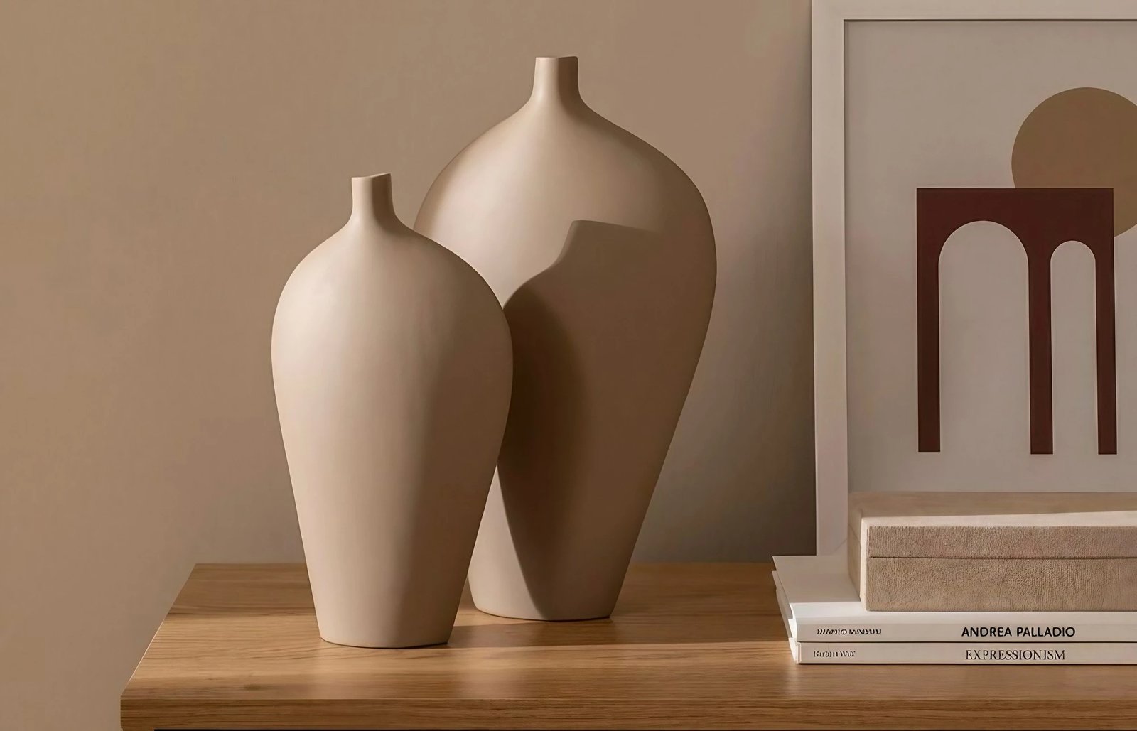 Set vazo qeramike, ngjyrë kafe e çelët, Evila Originals, CY0160 Set vazo qeramike, ngjyrë kafe e çelët, Evila Originals, CY0160