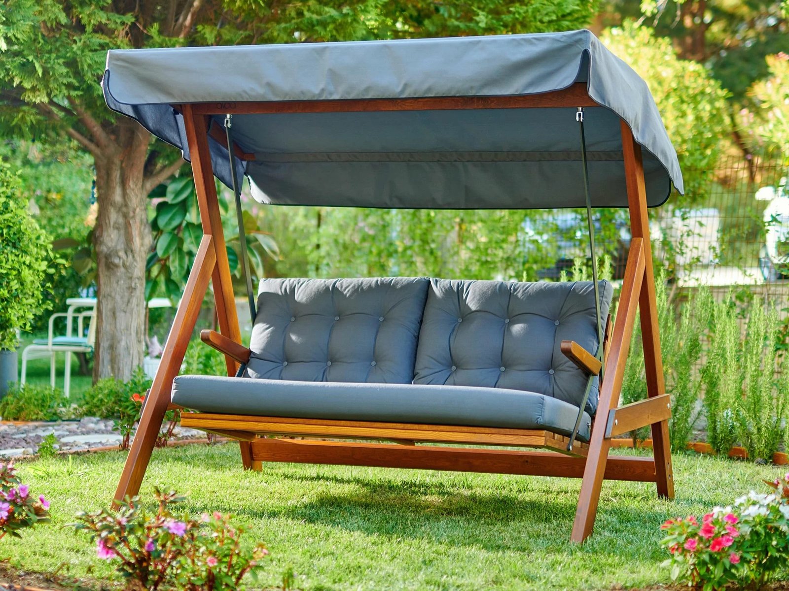 Karrige lëkundëse treshe për kopsht, ngjyrë antracit, Skye Decor Paris 2000