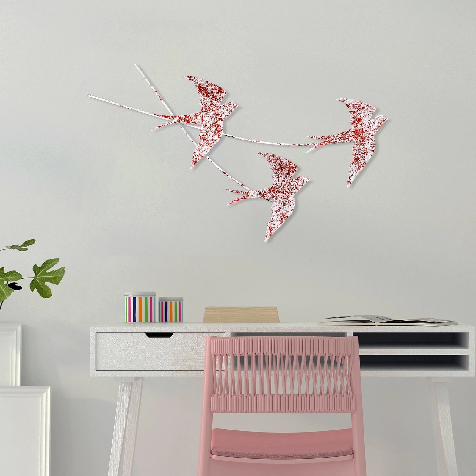 Aksesor dekorativ metalik për mur, Wallity, Wallow 5, shumëngjyrësh, 42x70cm